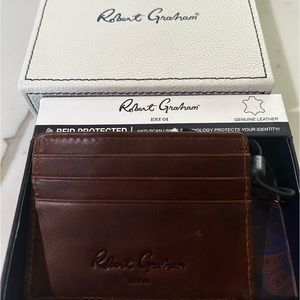 Robert Graham leather card case with nail head detail